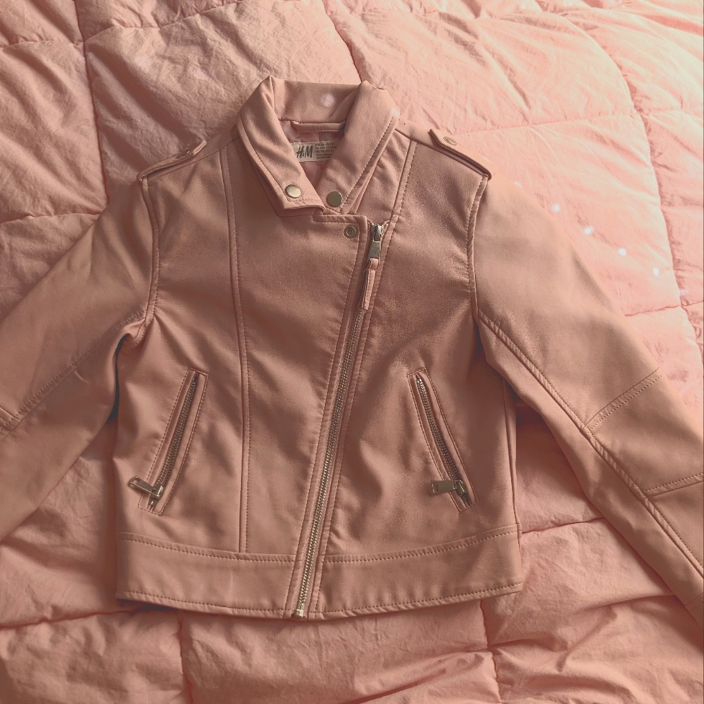 Fake leather pink jacket